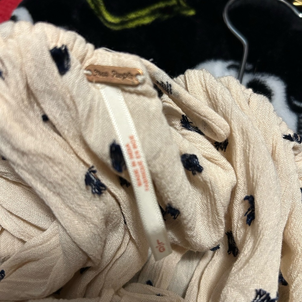 Free people Bohemian Cream and Blue Women's Top large - Picture 6 of 7